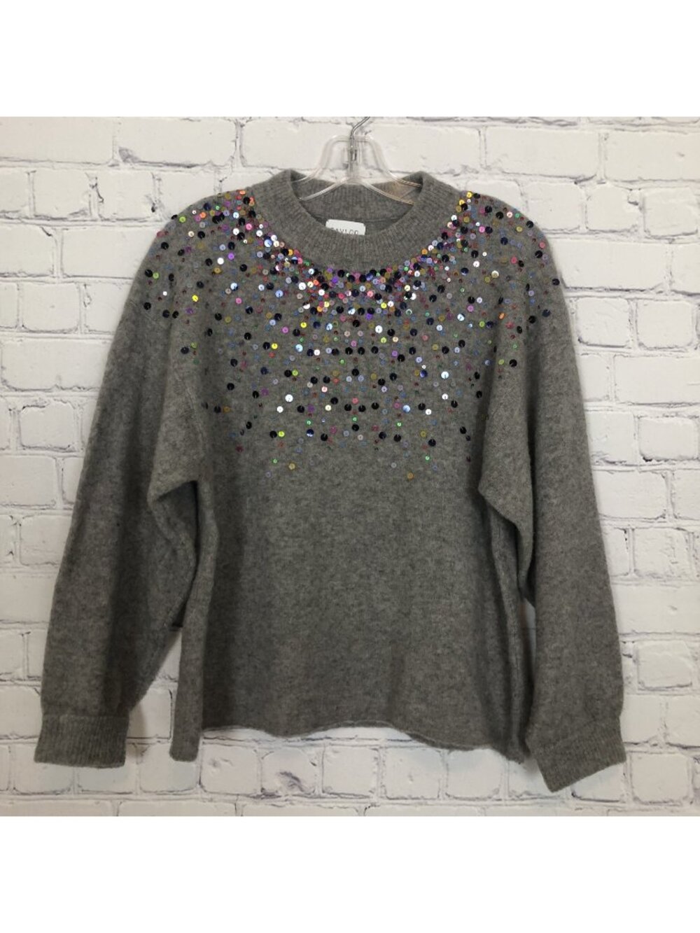 Saylor Gray Sequin Isadora Sweater Size M Wool Yak